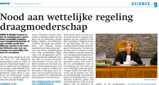 Nood aan wettelijke regeling draagmoederschap in België | Scriptieprijs